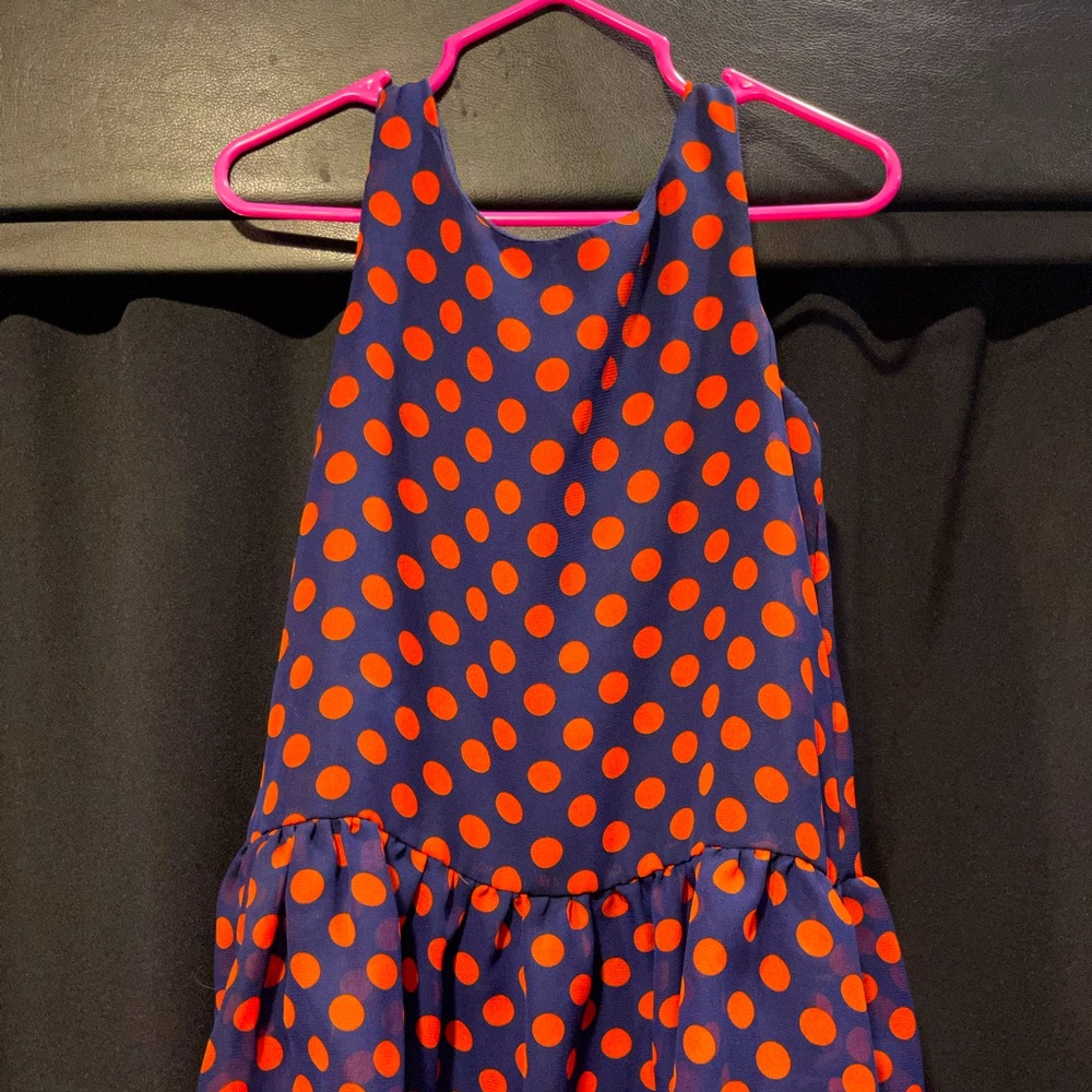 4T red and blue polka dot dress. Worn once before she out grew.